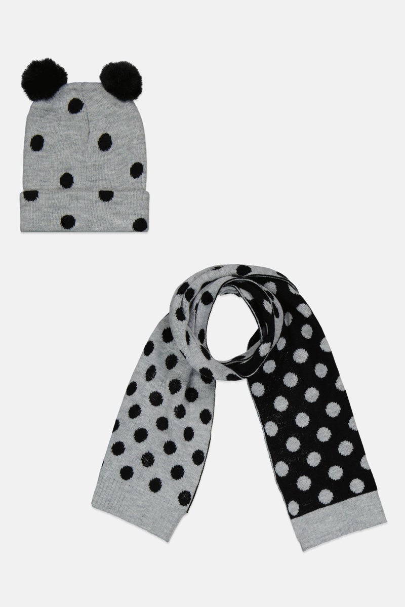 Sinsay Kids Girl Polka Dots Scarf And Beanie Set, Multicolor - Image 1