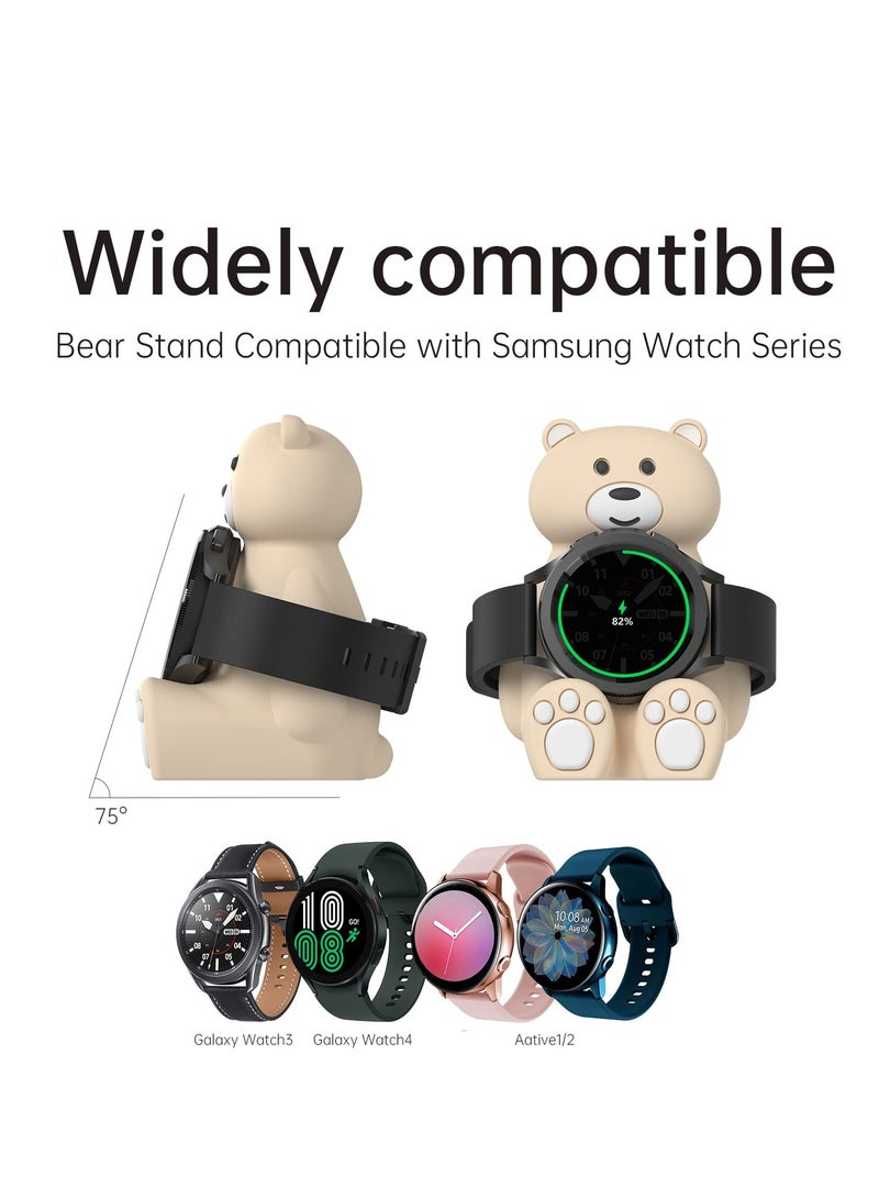 SYOSI Smartwatch Charger Stand, Compatible with Samsung Galaxy Watch 4/4 Classic/3/Active 2, Cute Bear Silicone Charging Dock, for Samsung Watch Charger Accessories, premium silicone material  - Image 4