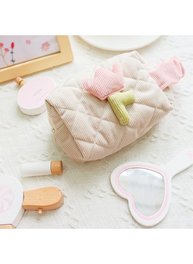 SHABILI 14PCS Wooden Pretend Makeup Kit for Girls – Beauty Role Play Toy Set with Storage Bag – Gift for Kids Aged 3+ - Image 2