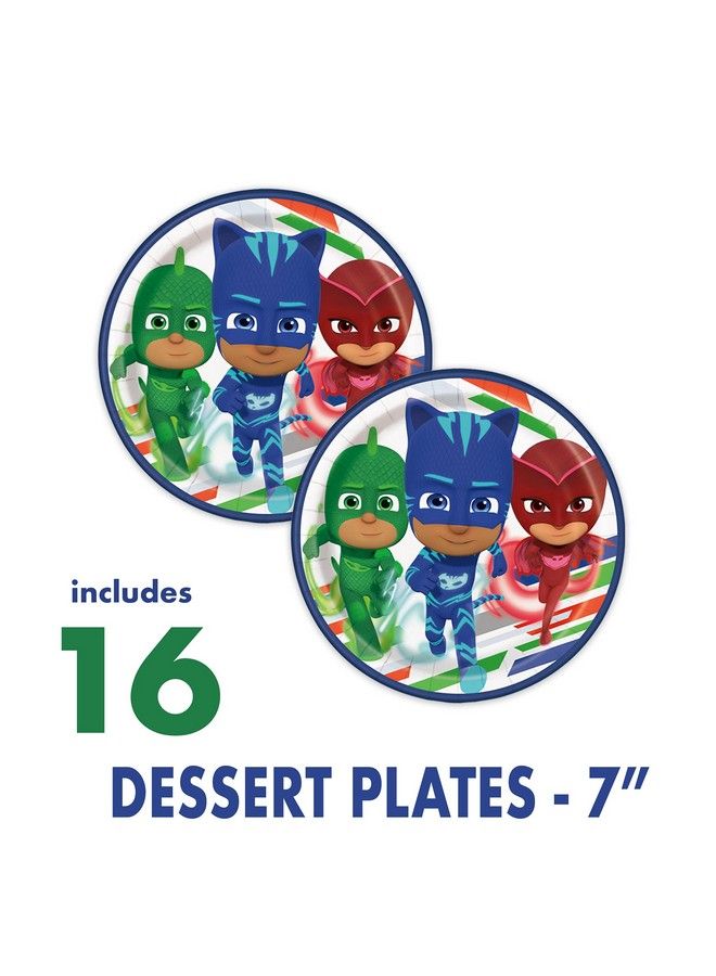 Unique مجموعة لوازم حفلات أعياد الميلاد من Pj Masks؛ ديكورات أعياد الميلاد من Pj Masks؛ لوازم حفلات Pj Masks؛ لـ 16 ضيفًا؛ للأولاد والبنات؛ مع أغطية للطاولات وأطباق وأكواب ومناديل وأزرار - Image 5
