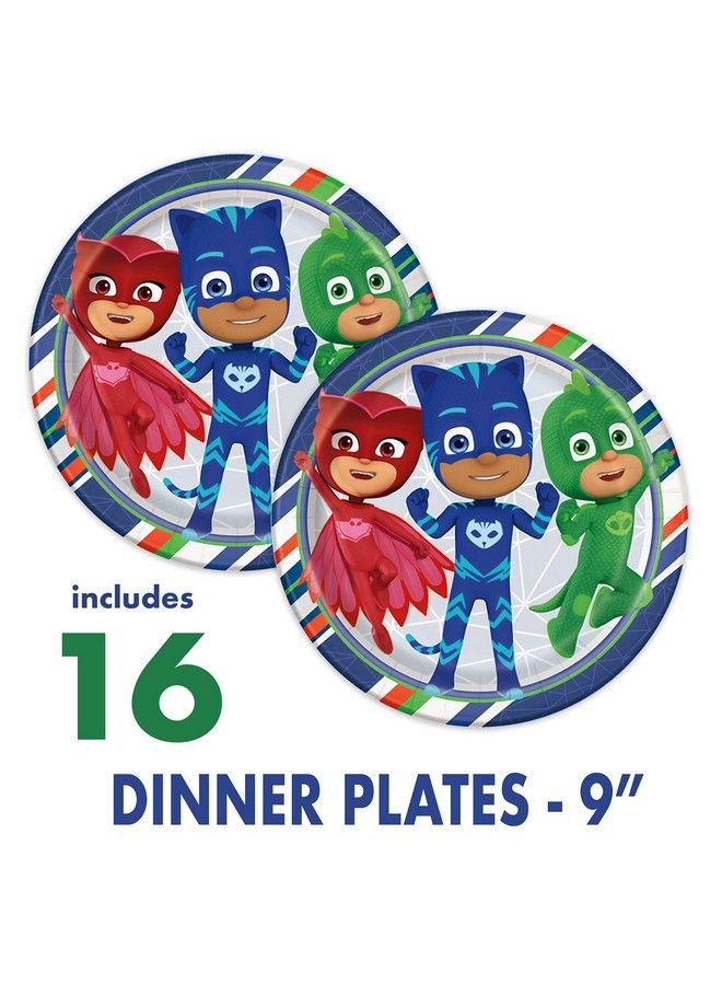 Unique مجموعة لوازم حفلات أعياد الميلاد من Pj Masks؛ ديكورات أعياد الميلاد من Pj Masks؛ لوازم حفلات Pj Masks؛ لـ 16 ضيفًا؛ للأولاد والبنات؛ مع أغطية للطاولات وأطباق وأكواب ومناديل وأزرار - Image 4