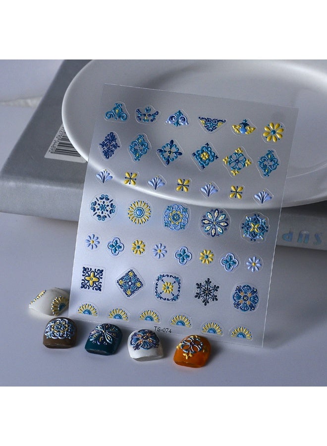 Goolsky Elegant Bohemia Design 5D Nail Stickers Nails Transfer Sliders Embosses Decals - Image 3