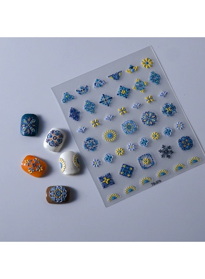 Goolsky Elegant Bohemia Design 5D Nail Stickers Nails Transfer Sliders Embosses Decals - Image 4