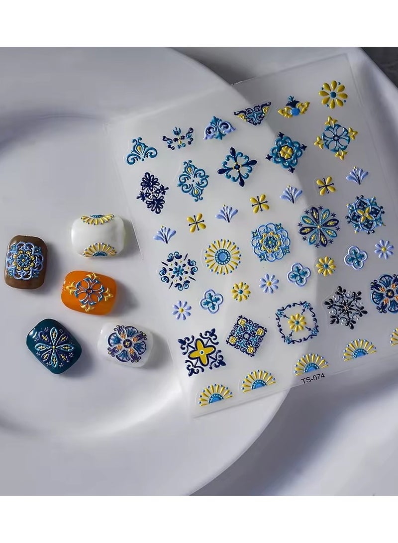 Goolsky Elegant Bohemia Design 5D Nail Stickers Nails Transfer Sliders Embosses Decals - Image 2