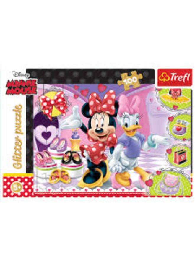 Trefl Puzzles - "100 Glitter" - Minnie and trinkets / Disney Minnie