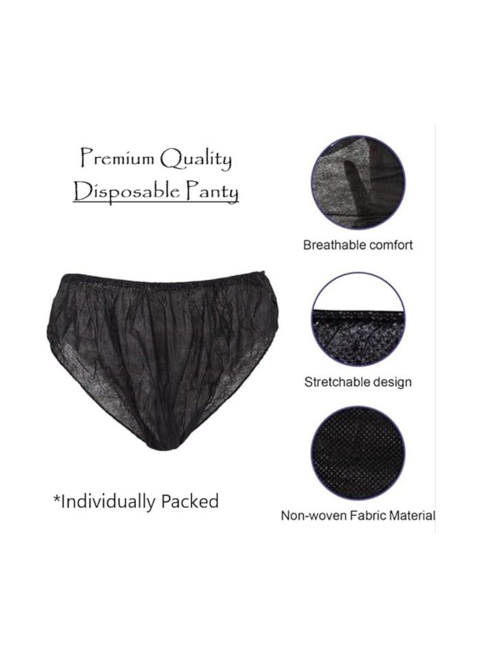 100 PC's Black Disposable Non-Woven Panty Brief Unisex Underwear for Man and Woman| Perfect for Trips, Travel, Salon, Spa, Tanning etc - Image 1