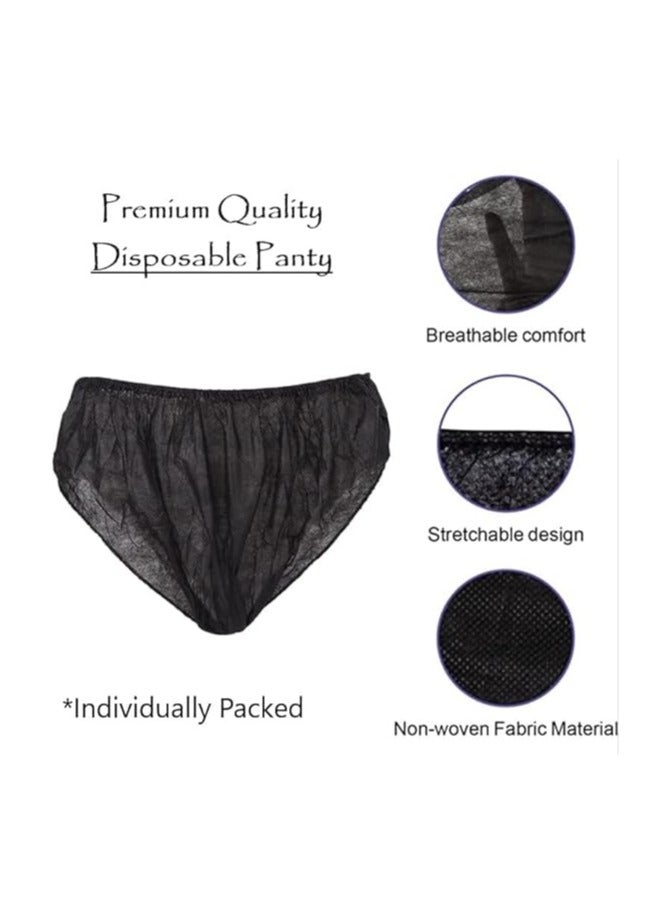 100 PC's Black Disposable Non-Woven Panty Brief Unisex Underwear for Man and Woman| Perfect for Trips, Travel, Salon, Spa, Tanning etc - Image 2