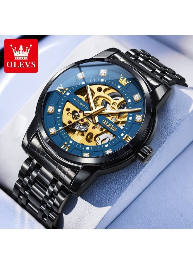 أوليفز ساعة OLEVS الرجالية الميكانيكية الفاخرة المرصعة بالألماس الهيكلي 9901 - Image 1