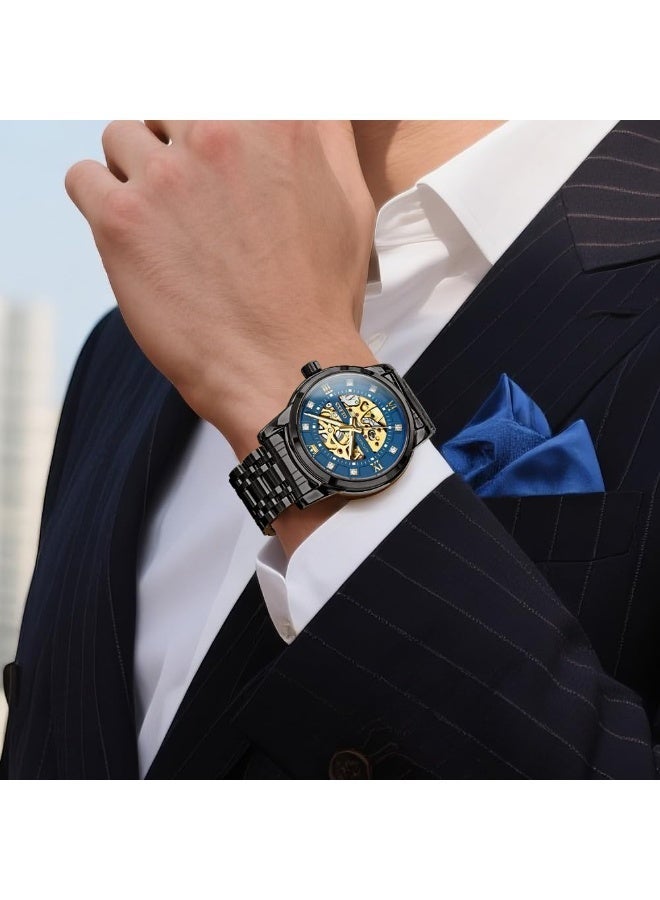 أوليفز ساعة OLEVS الرجالية الميكانيكية الفاخرة المرصعة بالألماس الهيكلي 9901 - Image 2