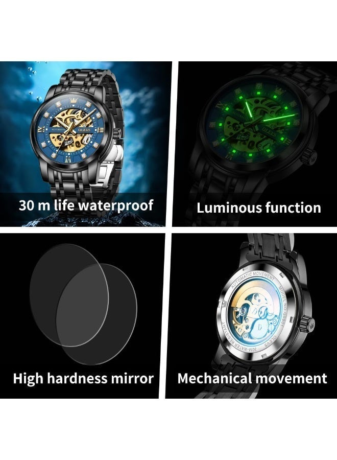 أوليفز ساعة OLEVS الرجالية الميكانيكية الفاخرة المرصعة بالألماس الهيكلي 9901 - Image 4