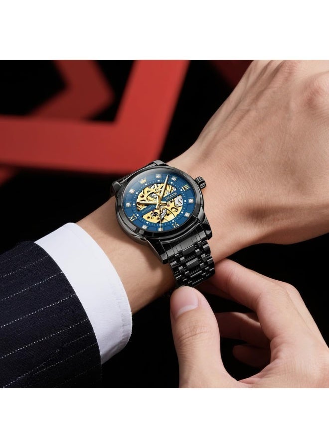 أوليفز ساعة OLEVS الرجالية الميكانيكية الفاخرة المرصعة بالألماس الهيكلي 9901 - Image 3