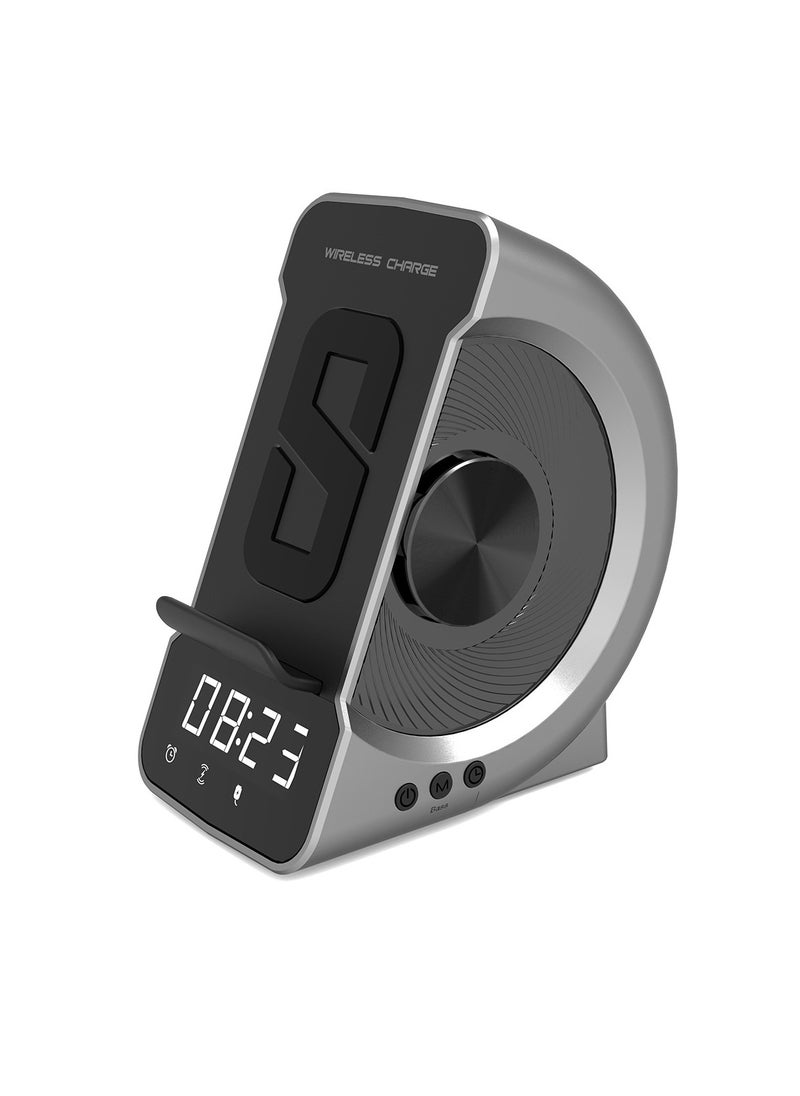 Pretocter - Phone Stand Wireless Charging Station, Bluetooth Speaker Clock LED Alarm Clock Audio Wireless Charging All-in-one - Image 1