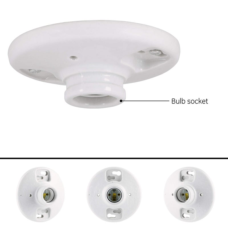 UltraPro Porcelain Light Socket with Outlet and Pull Chain Light Fixture, Light Bulb Socket, Medium Base, Grounded Plug, Indoor Lighting, Mount on 3-1/4â€ or 4â€ Box, UL Listed, White, 18305,1-Pack - Image 2