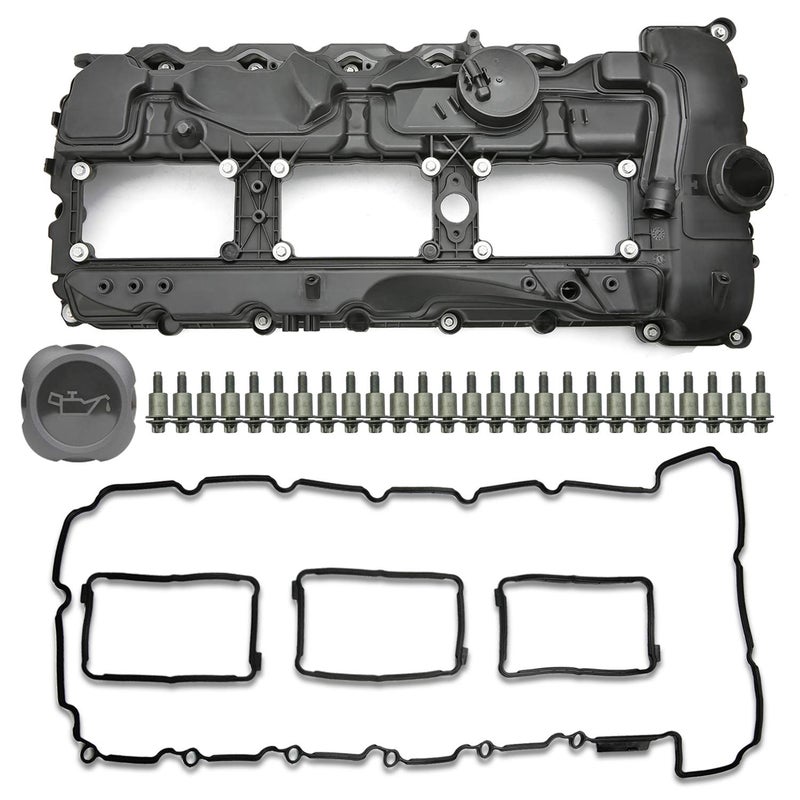 MITZONE N55 Engine Valve Cover with Gasket Bolts Kit Oil Cap for BMW 20102017 335i 535i 20112019 X5 X3 X6 20132015 740i 740Li 30L Part 11127570292
