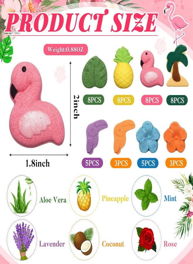 Lounsweer 48 Sets Hawaiian Luau Party Favor Hawaiian Bath Bombs Set Tropical Flamingo Pineapple Bath Bomb Favors with Organza Bags Hawaiian Summer Holiday Gifts Hawaiian Birthday Wedding Party Favors - Image 2
