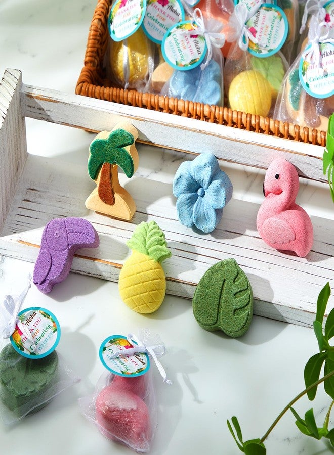 Lounsweer 48 Sets Hawaiian Luau Party Favor Hawaiian Bath Bombs Set Tropical Flamingo Pineapple Bath Bomb Favors with Organza Bags Hawaiian Summer Holiday Gifts Hawaiian Birthday Wedding Party Favors - Image 4