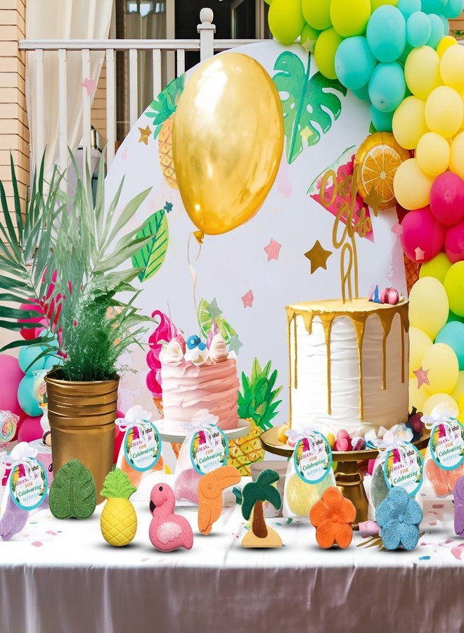 Lounsweer 48 Sets Hawaiian Luau Party Favor Hawaiian Bath Bombs Set Tropical Flamingo Pineapple Bath Bomb Favors with Organza Bags Hawaiian Summer Holiday Gifts Hawaiian Birthday Wedding Party Favors - Image 5
