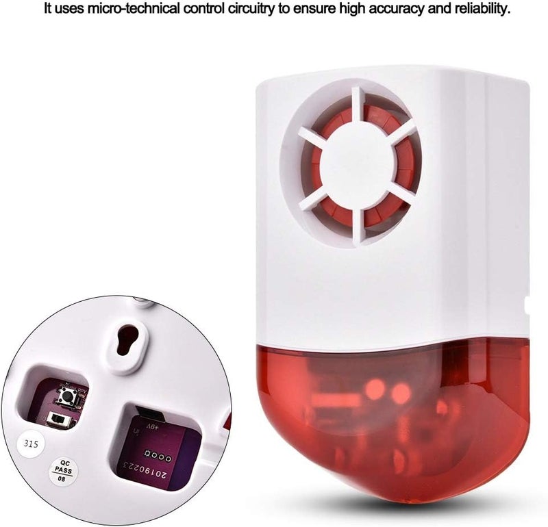 comfrt Smart Wireless 120dB Acousto-optic Security Alarm System Outdoor Siren Home Security Equipment Strobe Alarm Durable Reliable for Your Home Farm Office(433MHZ US) - Image 3