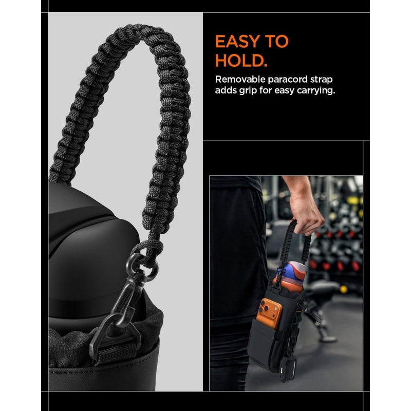 Gym Bag Tumbler Carrier Holder for 20oz40oz Water Bottle, Nylon Material, Black, Magnetic Closure + Molle System + Waterproof + Mobile Phone Pocket + Drawstring/Cord Lock + D-Ring Strap - Image 4