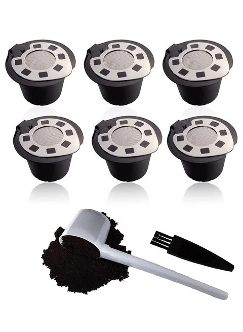 Refillable Capsules for Compatible with Nespresso,Silver Reusable Coffee Capsule Pods for Compatible with Nespresso Machines with Coffee Spoon with Brush