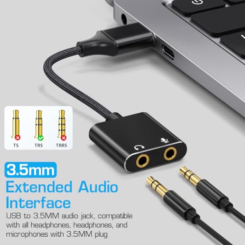 Zeitel® USB Sound Card USB to 3.5mm Jack Audio Adapter USB External Stereo Sound Adapter Splitter Converter for Windows and Mac, Linux, Laptop, PC, Compatible with PS4, Headset, Plug & Play - Image 4