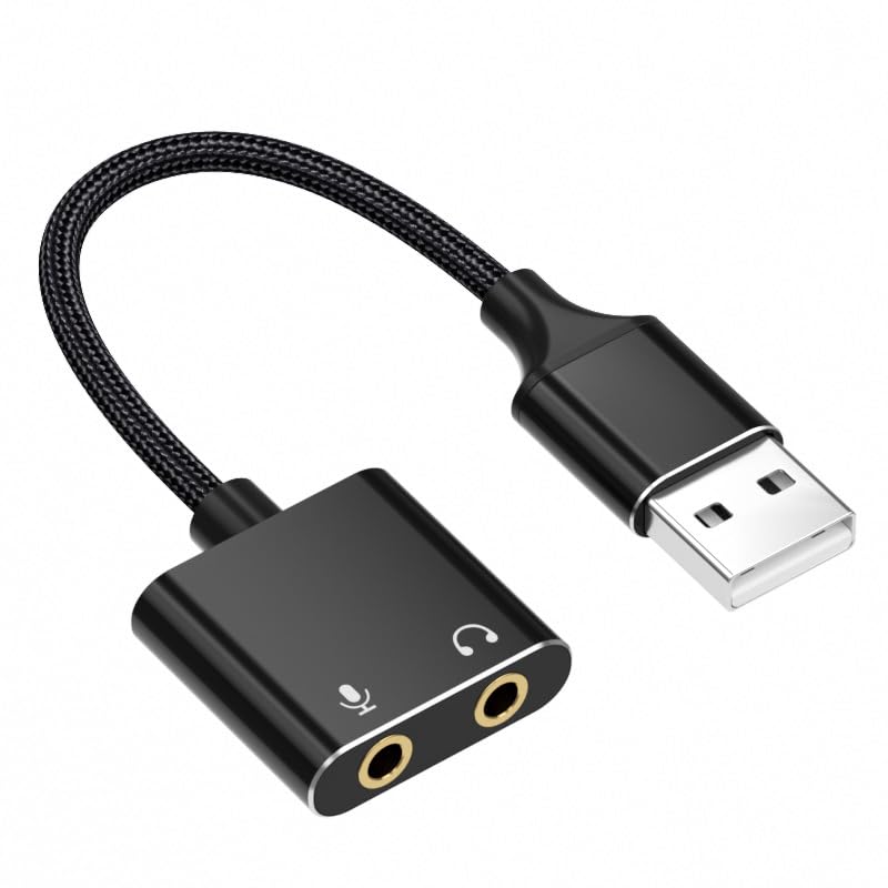 Zeitel® USB Sound Card USB to 3.5mm Jack Audio Adapter USB External Stereo Sound Adapter Splitter Converter for Windows and Mac, Linux, Laptop, PC, Compatible with PS4, Headset, Plug & Play - Image 1