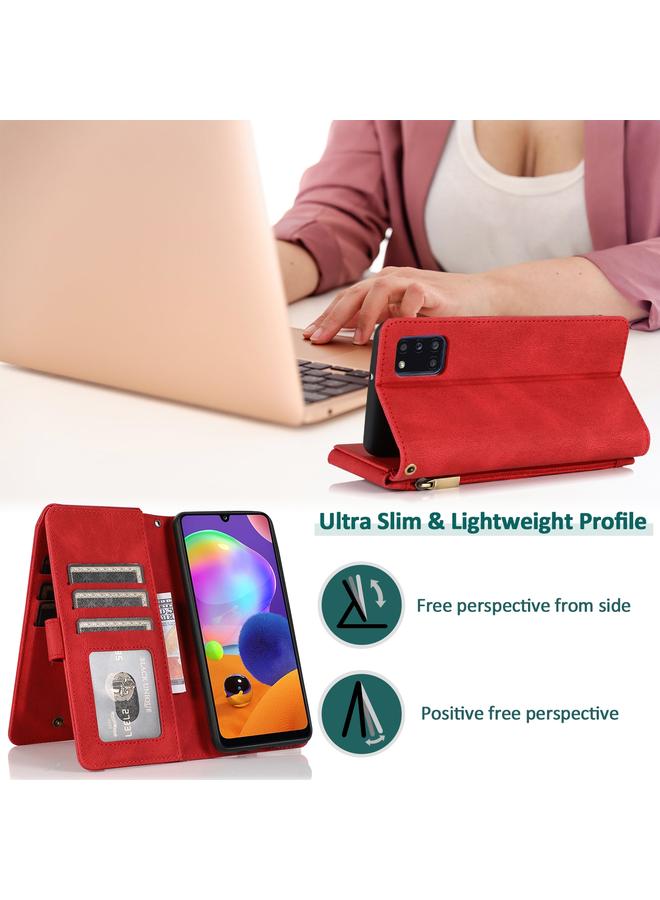 S-TOP Case For Samsung Galaxy A31 Skin-feel Crazy Horse Texture Zipper Wallet Bag Horizontal Flip Leather Case with Holder & Card Slots & Wallet & Lanyard - Image 4