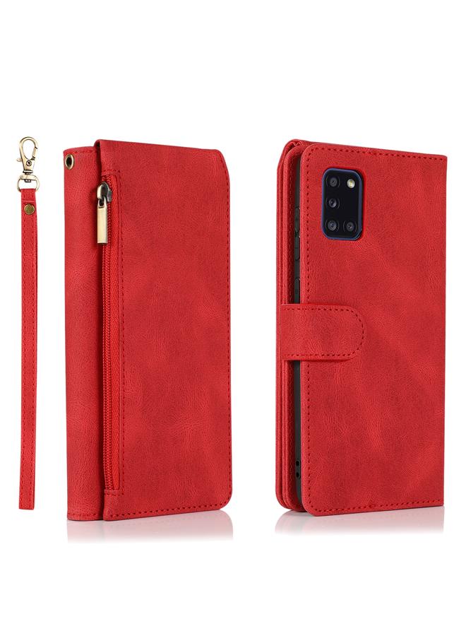 S-TOP Case For Samsung Galaxy A31 Skin-feel Crazy Horse Texture Zipper Wallet Bag Horizontal Flip Leather Case with Holder & Card Slots & Wallet & Lanyard - Image 2