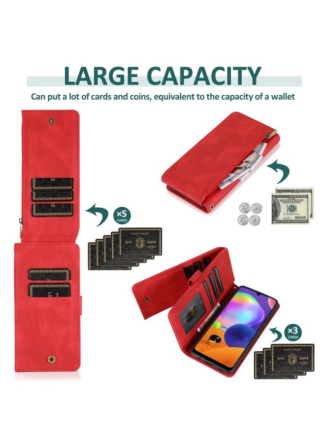 S-TOP Case For Samsung Galaxy A31 Skin-feel Crazy Horse Texture Zipper Wallet Bag Horizontal Flip Leather Case with Holder & Card Slots & Wallet & Lanyard - Image 5