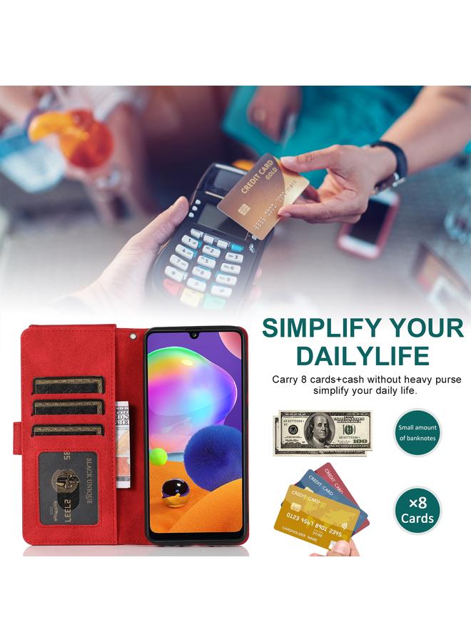 S-TOP Case For Samsung Galaxy A31 Skin-feel Crazy Horse Texture Zipper Wallet Bag Horizontal Flip Leather Case with Holder & Card Slots & Wallet & Lanyard - Image 3