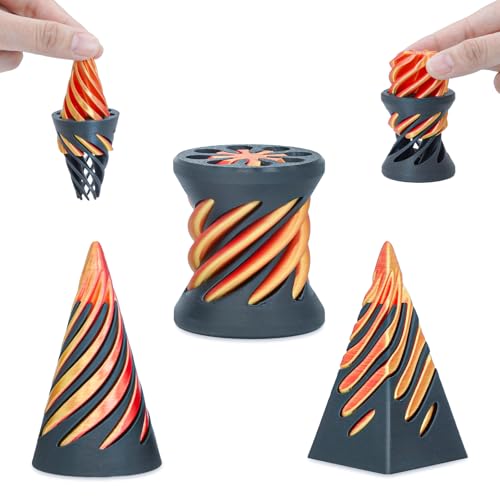 Minleway 3 Packs Impossible Spiral Cone Fidget Toys3D Printed Pyramid Passthrough SculptureMini Sensory Toy for Stress Relief AnxietyStocking Stuffers for Adults Kids Gifts Red Black - Image 1
