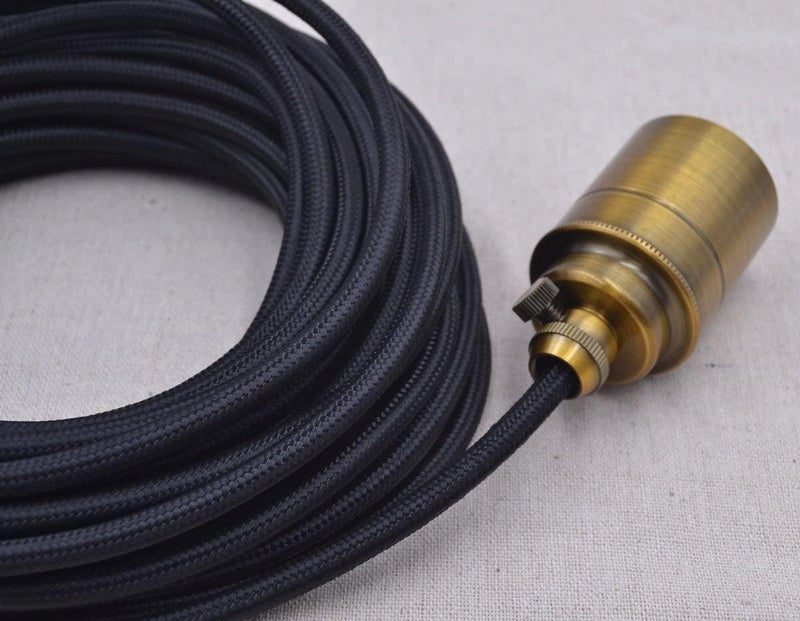 HESSION 32.8ft Round 18/2 Rayon Covered Wire,HESSION 18 AWG Antique Industrial Electrical Cloth Cord,Vintage Style Lamp Cord Strands(Black) - Image 5