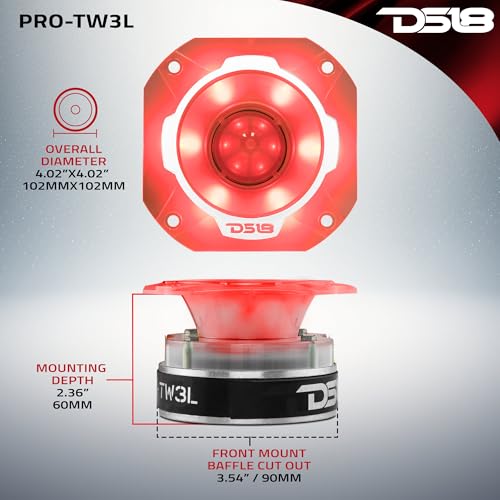 DS18 PRO-TW3L RGB Alluminum Super Bullet Tweeter and Bullet- 1.5" Voice Coil, Polycarbonate Body and Bullet, 500W Max, 250W RMS, 4 Ohms, Built in Crossover - PRO Tweeters are The Best (1 Speaker) - Image 5