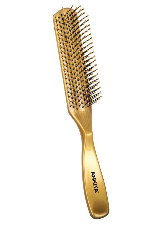 Ankita Flat Hair Brush |Hair Brush with Strong and Flexible Soft Bristles|For Grooming, Straightening, Smoothing, Detangling, Ideal for Men & Women| Gold Color (A3-G) - Image 1