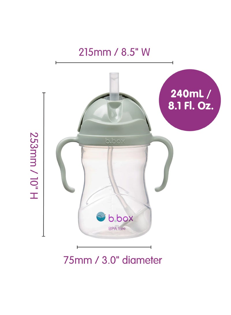 B.box Sippy Cup | Drink from any Angle | Fliptop, Weighted Straw, Leak Proof & Easy Grip | BPA Free, Dishwasher safe | From 6m+ | 240ml/8 oz (Sage) - Image 3