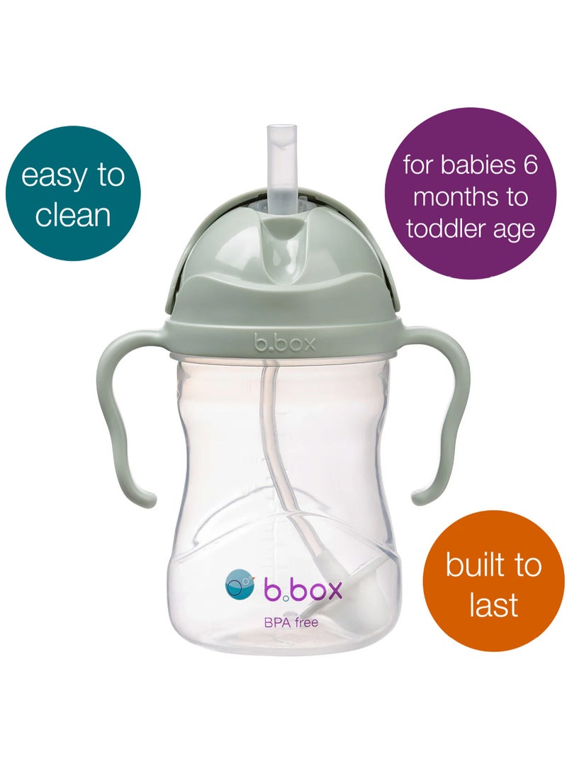 B.box Sippy Cup | Drink from any Angle | Fliptop, Weighted Straw, Leak Proof & Easy Grip | BPA Free, Dishwasher safe | From 6m+ | 240ml/8 oz (Sage) - Image 2