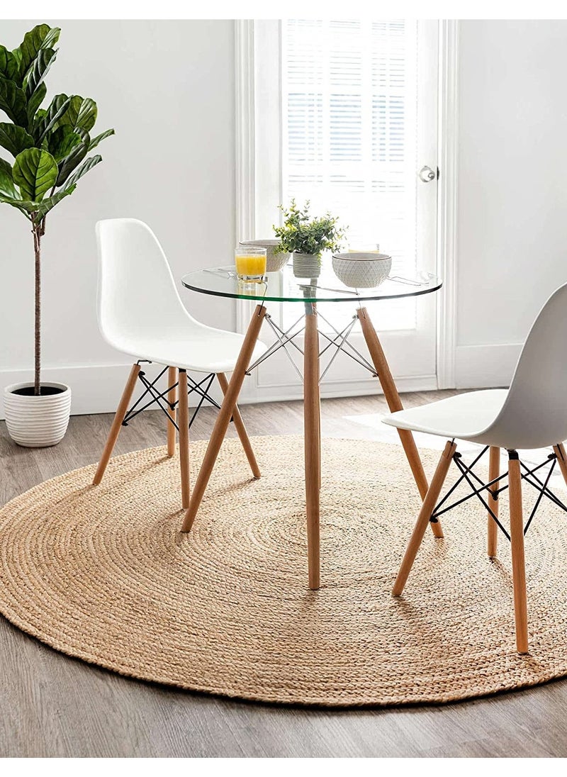 LINGWEI Natural Jute Round Handmade Reversible Carpet Area Rug Hand Braided Farmhouse Rug for Door Mat Floor and Area Décor  - Image 2