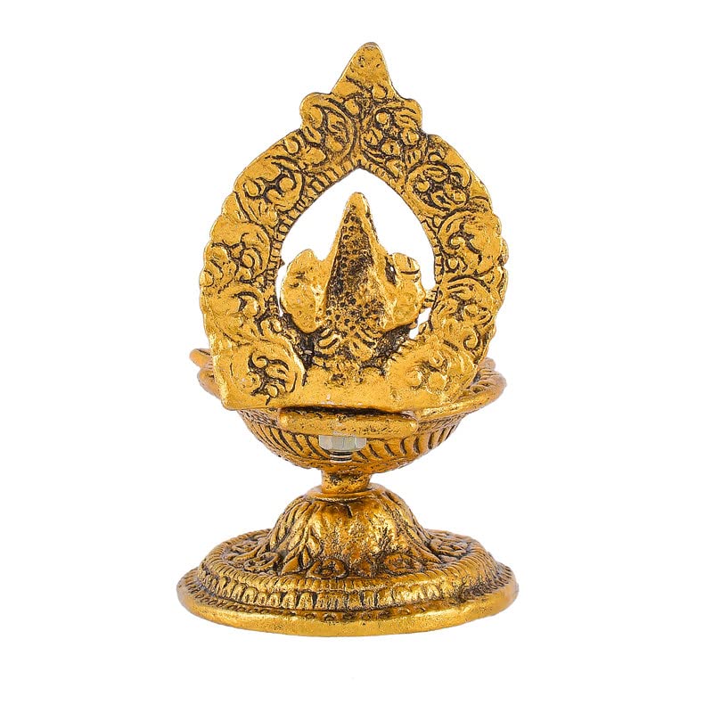 JAIPUR ACE Ganesh Idol - Lord Ganesha with Diya - Metal Hand Craved for Home Decorative Gift Puja Gifts Corporate (Ganesha Diya) - Image 3