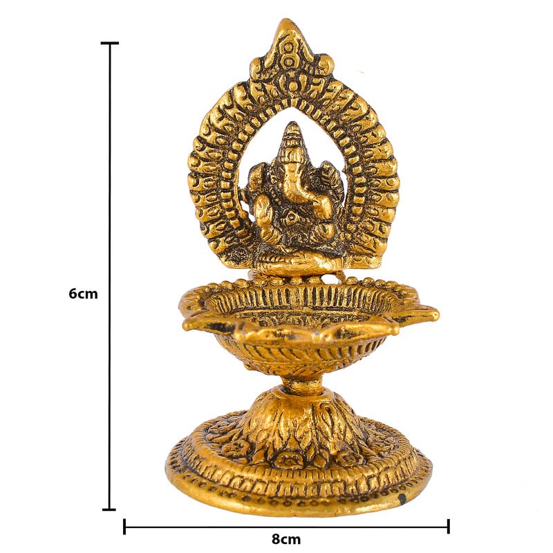 JAIPUR ACE Ganesh Idol - Lord Ganesha with Diya - Metal Hand Craved for Home Decorative Gift Puja Gifts Corporate (Ganesha Diya) - Image 5