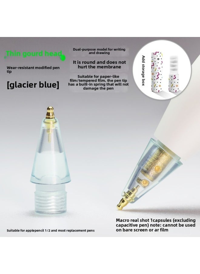 Generic - Thin Gourd Head Wear-resistant Modified Metal Nib For ApplePencil Stylus Paper Film Pen Head-Color:[Glacier Blue-Fine Courd Tip] For Apple[with Storage Box]] - Image 1