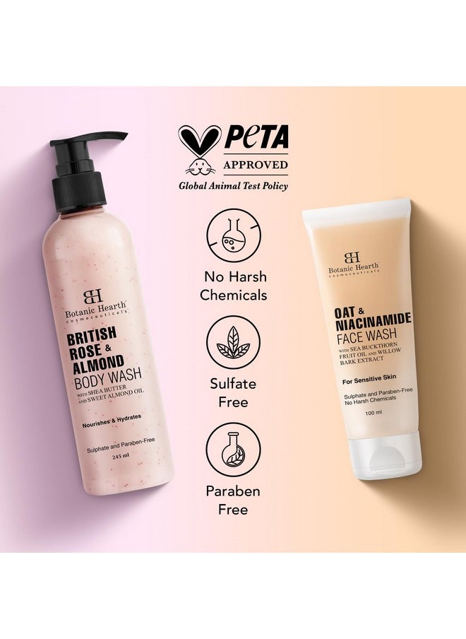 Botanic Hearth Botanic Hearth Oat & Niacinamide Face Wash and British Rose & Almond Body Wash (Pack of 2) for Men and Women  - Image 3