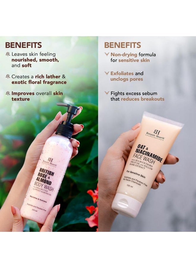 Botanic Hearth Botanic Hearth Oat & Niacinamide Face Wash and British Rose & Almond Body Wash (Pack of 2) for Men and Women  - Image 4