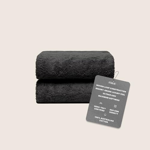 Italic Ultraplush 100% Australian Cotton Bath Sheets - Set of 2 Luxury Extra Large Heavy Duty Bath Sheets, 800GSM Plush and Absorbent, Bath Sheets for Hotels, Bath, Gym & Spa (Charcoal) - Image 2