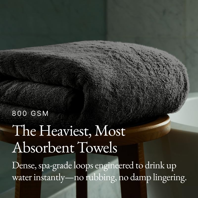 Italic Ultraplush 100% Australian Cotton Bath Sheets - Set of 2 Luxury Extra Large Heavy Duty Bath Sheets, 800GSM Plush and Absorbent, Bath Sheets for Hotels, Bath, Gym & Spa (Charcoal) - Image 5