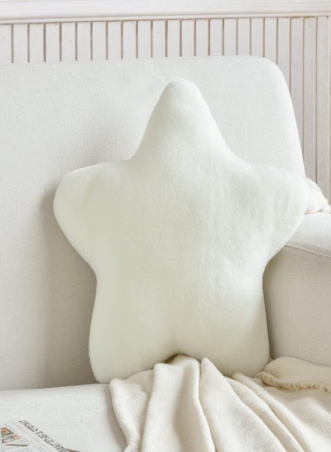 RVA Star Throw Pillow Cute Star Shaped Cushion Soft Room Decor Plush Bolster Cushion for Bedroom Sofa Chair (15inch, White) - Image 1