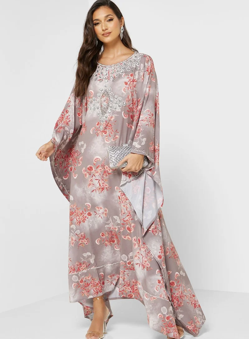 ARABIAN CLOSET Floral Printed Kaftan