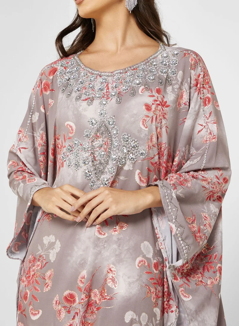 ARABIAN CLOSET Floral Printed Kaftan
