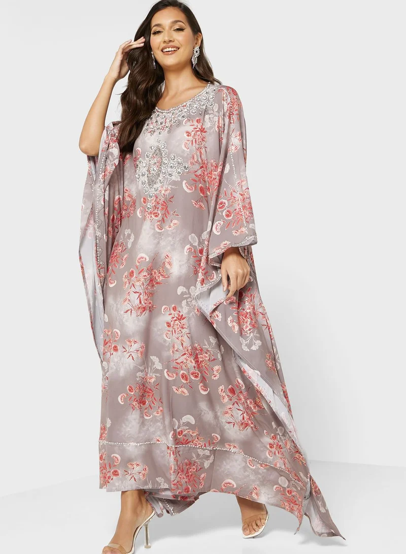 ARABIAN CLOSET Floral Printed Kaftan