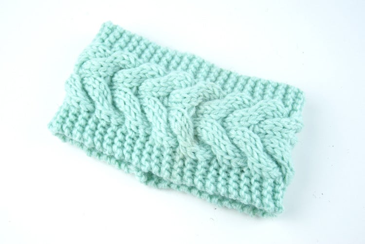 Generic Twist Knit Ear Warmer Headband Elastic Handmade NO.7 mint green
