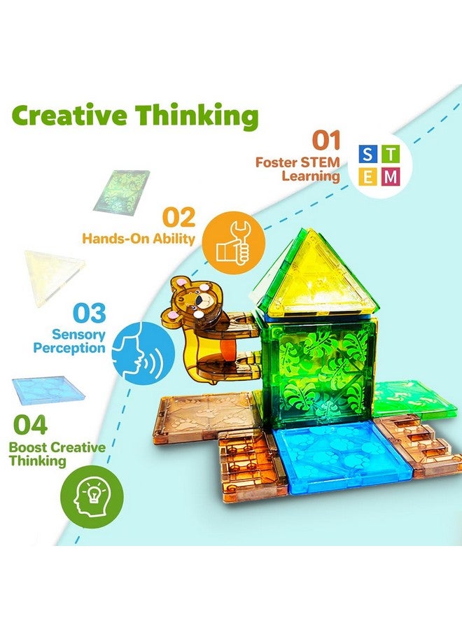 Wembley Wembley Magnetic Building Tiles Jungle Safari Construction Set for Kids STEM Learning Activities for Toddlers Forest Theme Educational Magnet Building Blocks Kids Ages 3+ Jungle Adventure-16 Pc  - Image 2